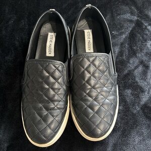 Steve Madden Black Quilted Slip-On Loafers